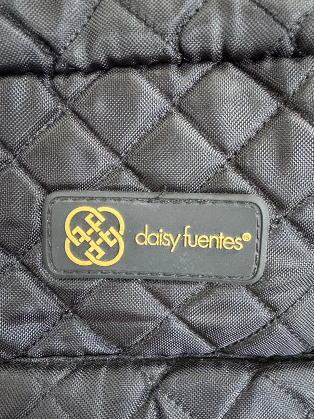 Daisy Fuentes Quilted Black Mini Backpack with Gold Accents EUC